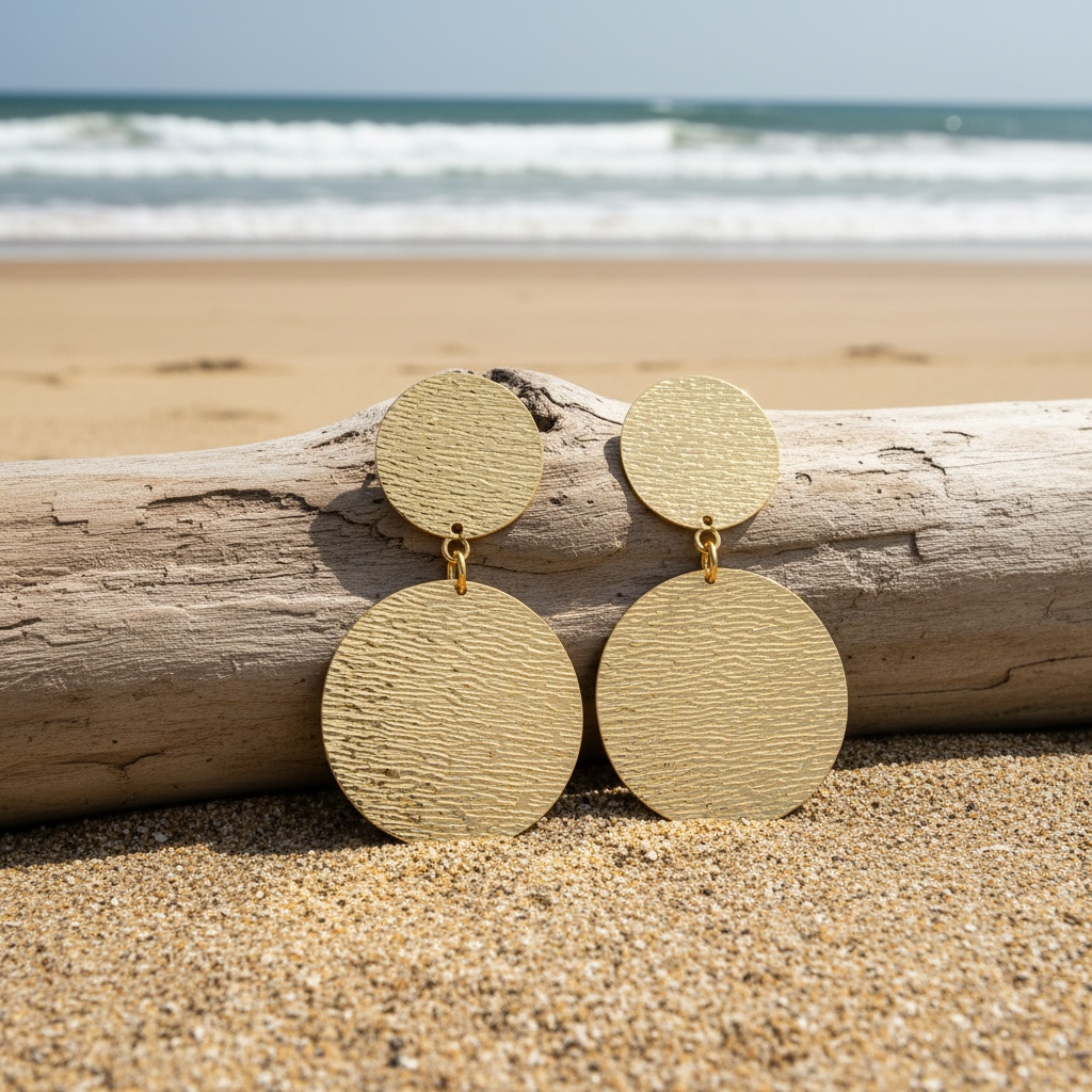 Round Pendant Geometric Clip-On Earrings, Trendy Design